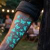 Adesivos Temporários de Tatuagem de Flor Luminosa Coração Amoroso Folha Rosa Borboleta Borboleta Adesivos de Tatuagem Brilhantes Notilucentes