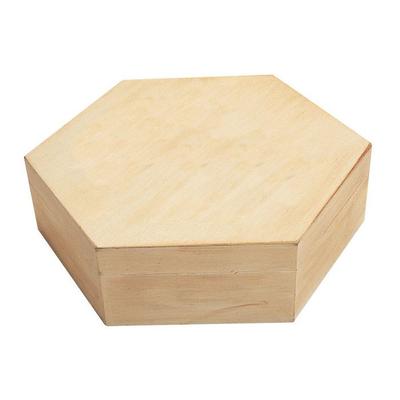 Hexagonal Wooden Box 16.3 X 14.1 H 4.1 Cm