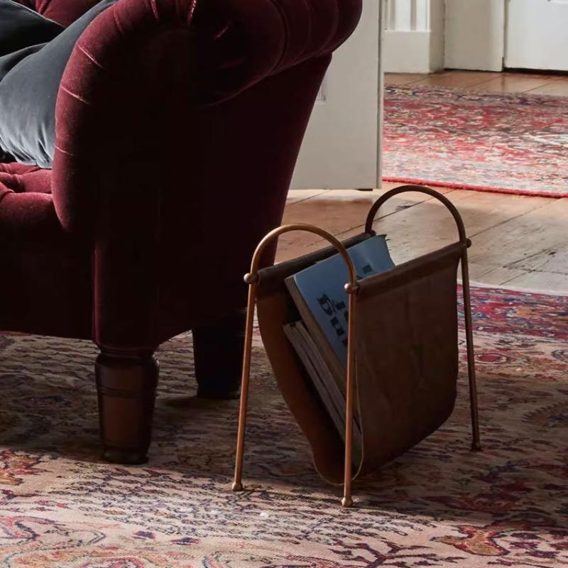 Retro Light Luxury Figurines Leather Magazine Storage Rack Living Room Storage Ornament Entrance Hall Decorative Ornaments
