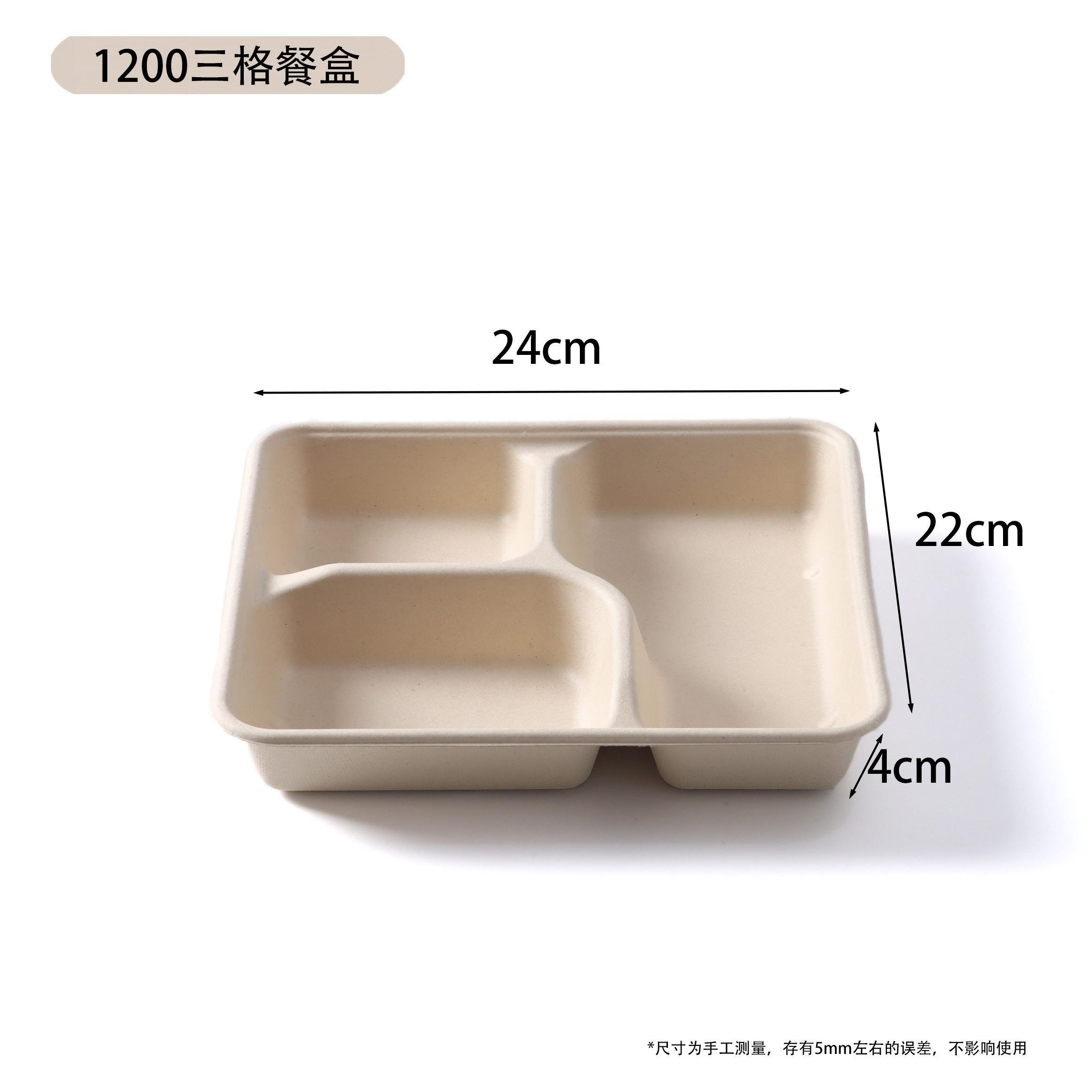 

Disposable Biodegradable Fast Food Compartment Bento Takeaway Packaging Box Cold and Heat Resistant Water and Oil Repellent 25pcs