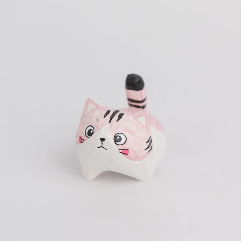 Wooden Craft Cat Figurine Home Office Decor Gift For Cat Lovers