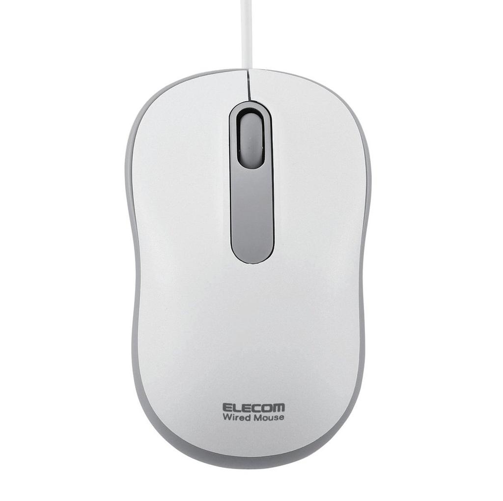ELECOM Wired Mouse, Medium Size, 3 Buttons, Optical, White, M-HC01URWH
