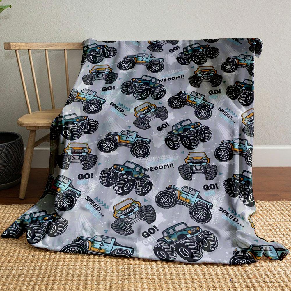 

Cartoon Monster Truck Print Cozy Blanket bedroom Blanket for Livingroom Couch lunch break Soft throw for Friend s festival Gift 80cm x 120cm