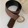 Metal Buckle Leather Waistband Jeans Girdle Western Cowboy Belt Retro Women Wide Belt  Girl