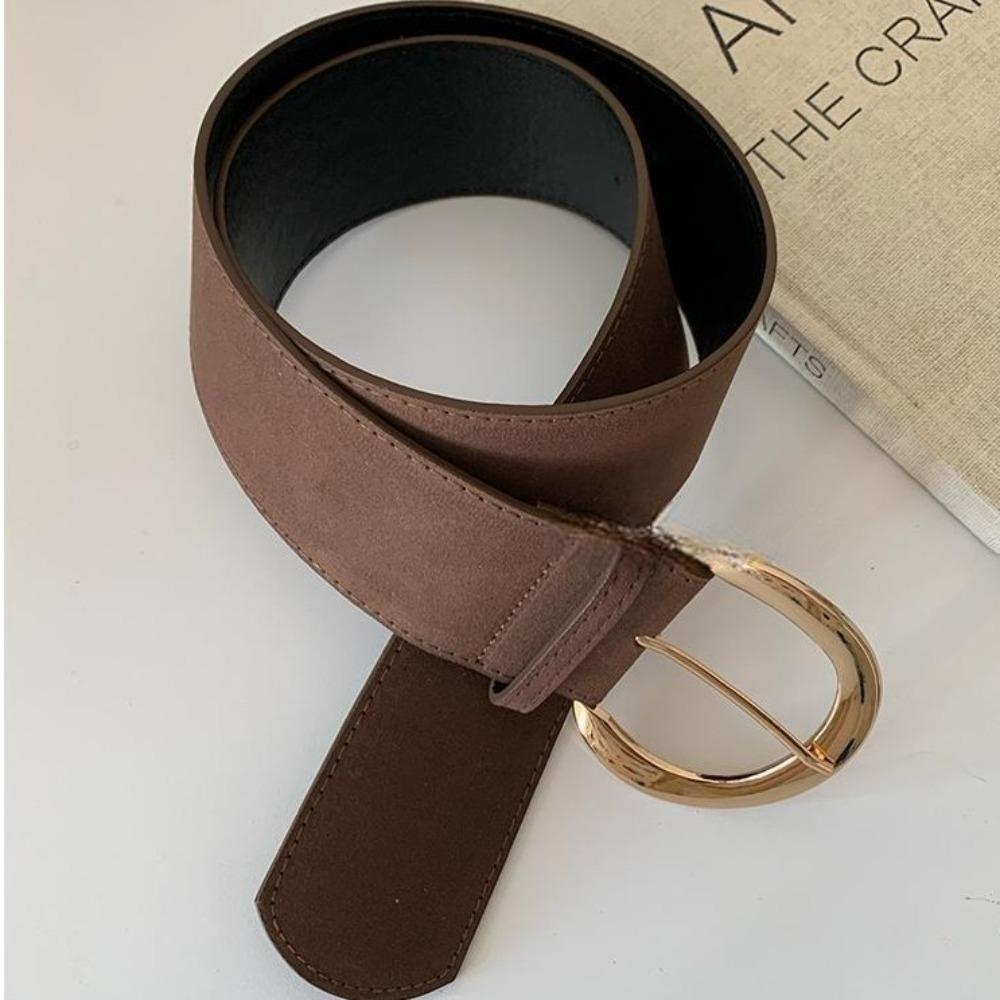 Metal Buckle Leather Waistband Jeans Girdle Western Cowboy Belt Retro Women Wide Belt  Girl