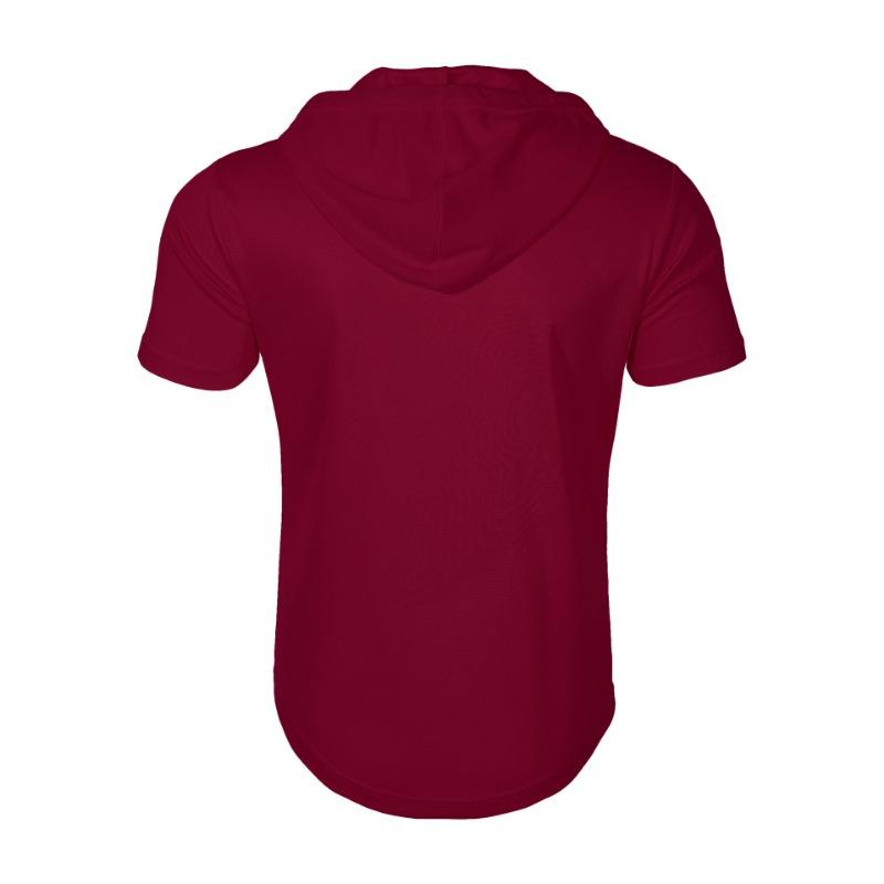 Summer New Men's Hooded Sports Fitness Versatile Casual Short Sleeved T Shirt