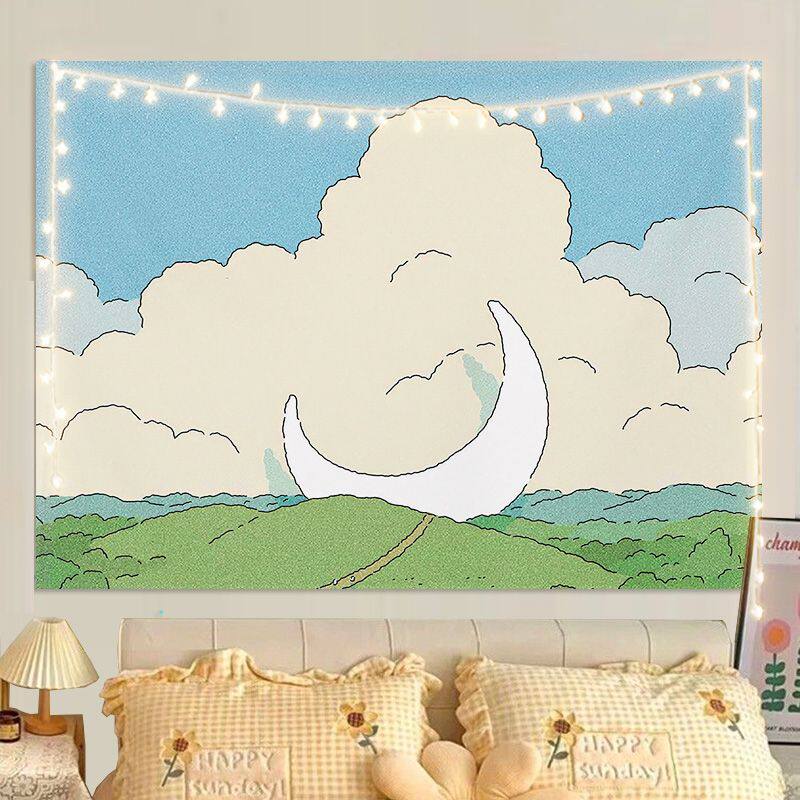 Ins Fresh Style Healing Cute Cartoon Wall Tapestry Bedroom Decor Unique Living Room Wall Hanging Art Cloth