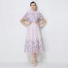 New short-sleeved fashion and thin embroidery printed long dress