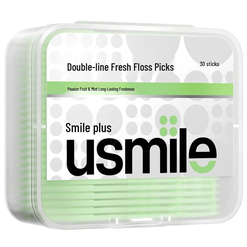 usmile Double-Line Passion Fruit Dental Floss Picks