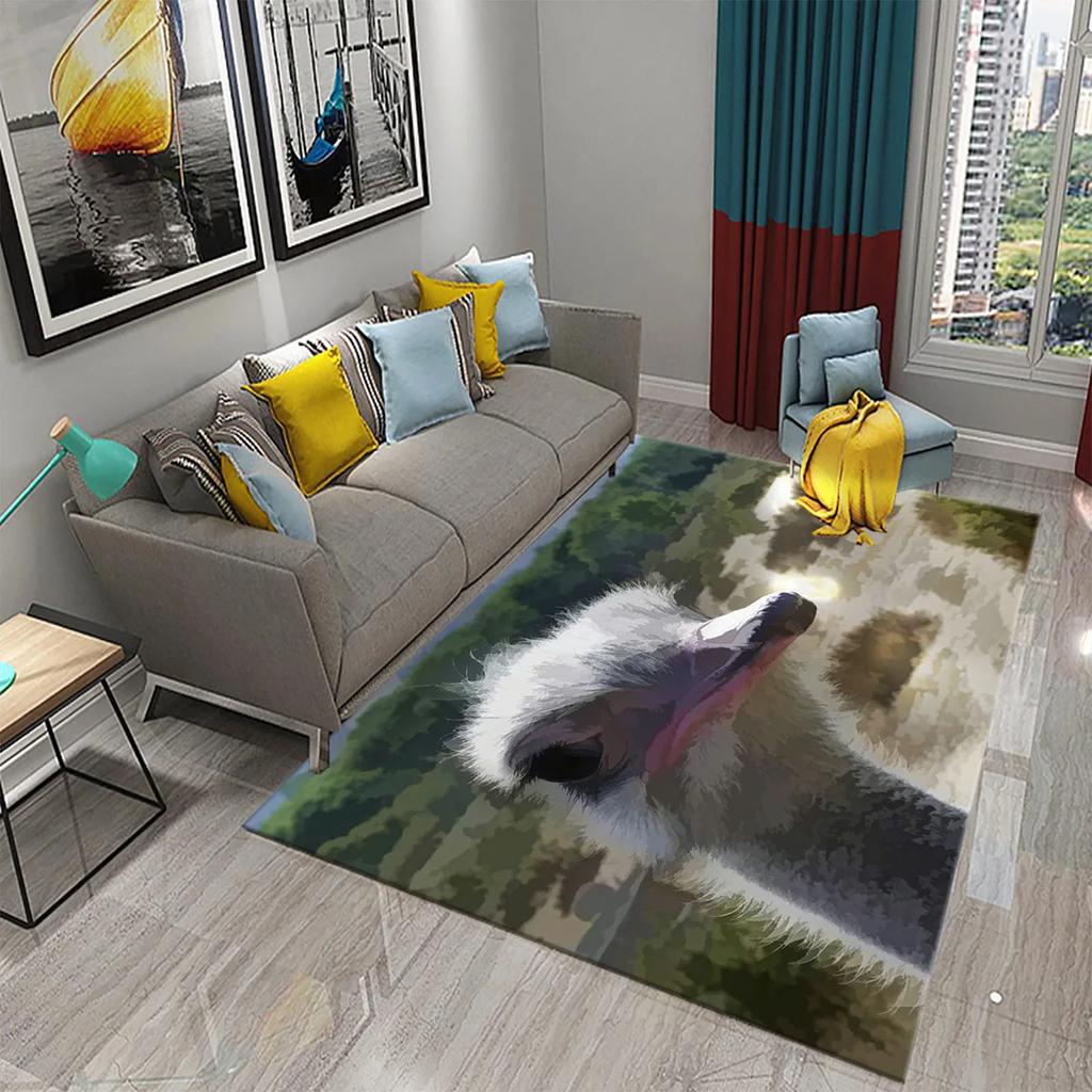 Cute Ostrich Carpet Funny Animal Rugs for Living Room Kids Bedroom Room Decor Floor Rugs Bathroom Entrance Non-Slip Area Rugs