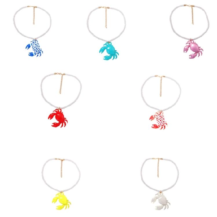 Stylish Crab Shaped Pendant Necklace Versatile Colors Trendy Jewellery Casual Beach Neckwear For Girls