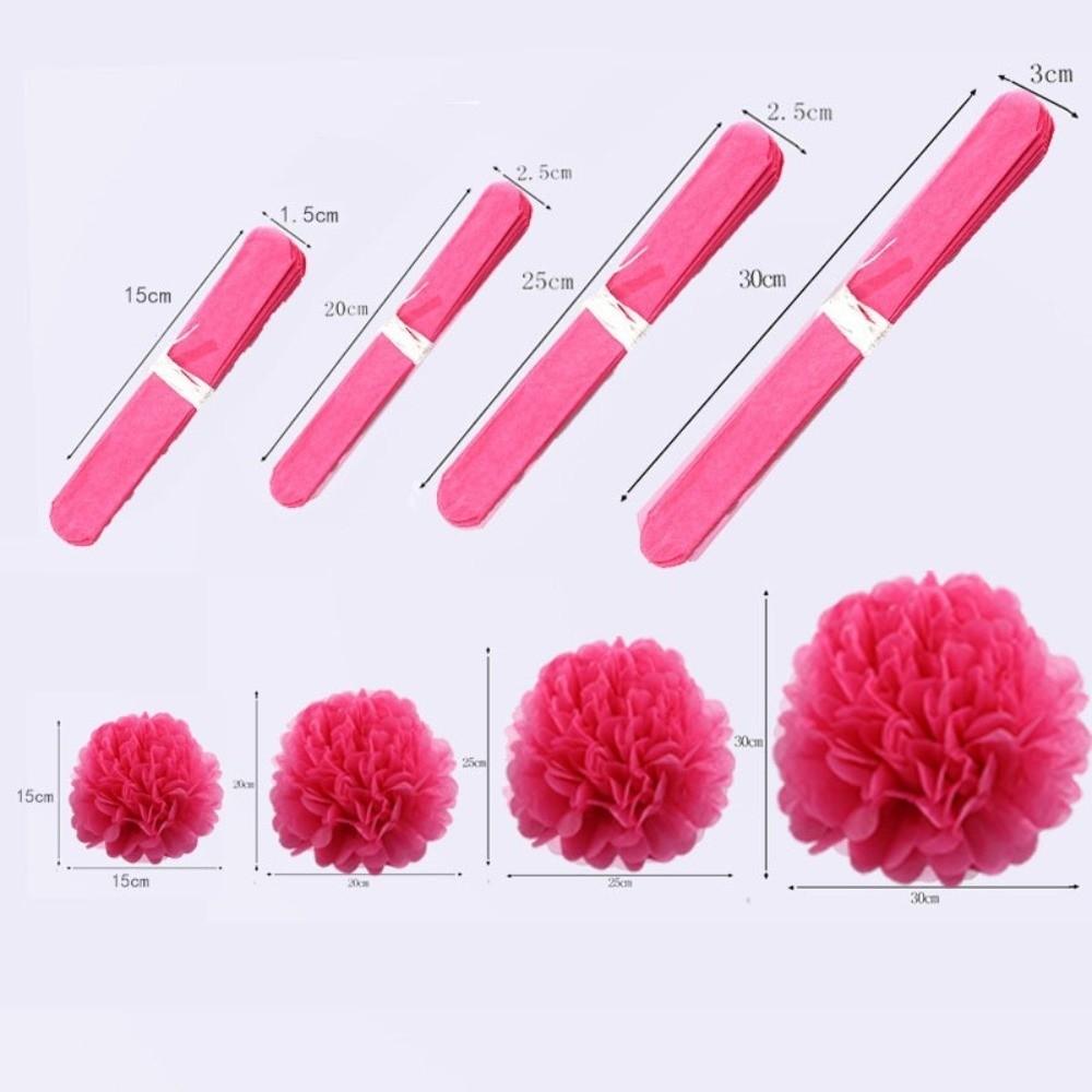 9Pcs/Pack DIY Craft Tissue Paper Flower Romantic Flower Balls Decorative Garland Pink Color Paper Flower Balls Celebration