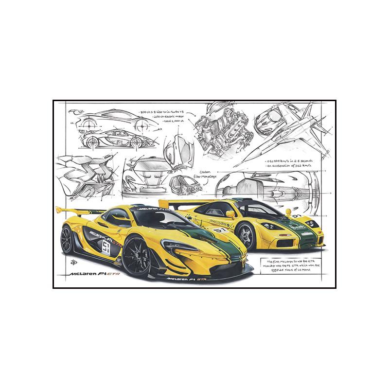Pittura su Tela Poster a Tema Auto Pittura Decorativa Soggiorno Camera da Letto Stanza E-sport Murale da Corsa Supercar GTR