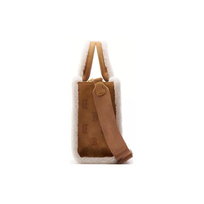MLB Borsa Tote in Finta Pelliccia Sherpa, Borsa della Spesa, Borsa a Mano Regular Unisex Cammello Casual