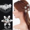 Delicate Women Bridal Snowflake Hair Pin Hair Clips Headwear Pearl Flower Crystal Rhinestone