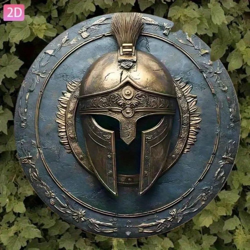 Vintage Spartan Shield Metal Plaque Bar Garden Wall Decor