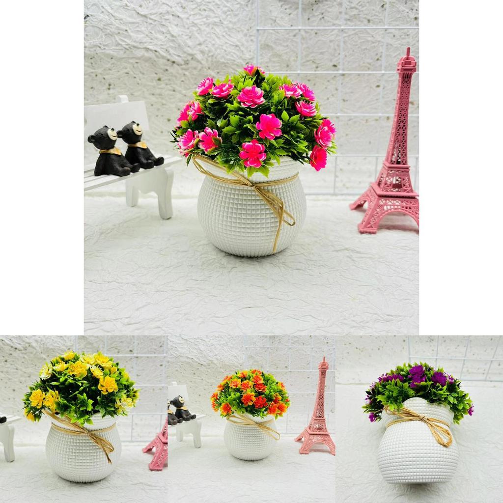 Decorative Fake Chrysanthemum Indicum Hemisphere Potted Plant With Plastic Construction For Indoor Home Office Decoration