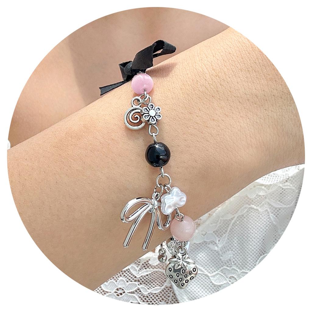 Pastoral Pearl Bow Fringed Bracelet LolitaBracelet Sweet Heart Hand Jewelry