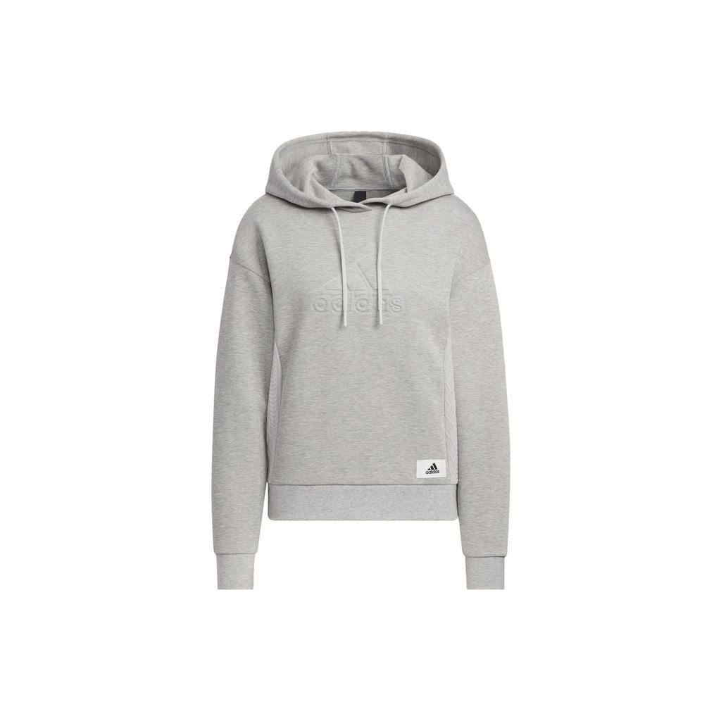 Adidas Lounge Hooded Sweatshirt With Letter Logo Women Sweatshirt Gray IP0754