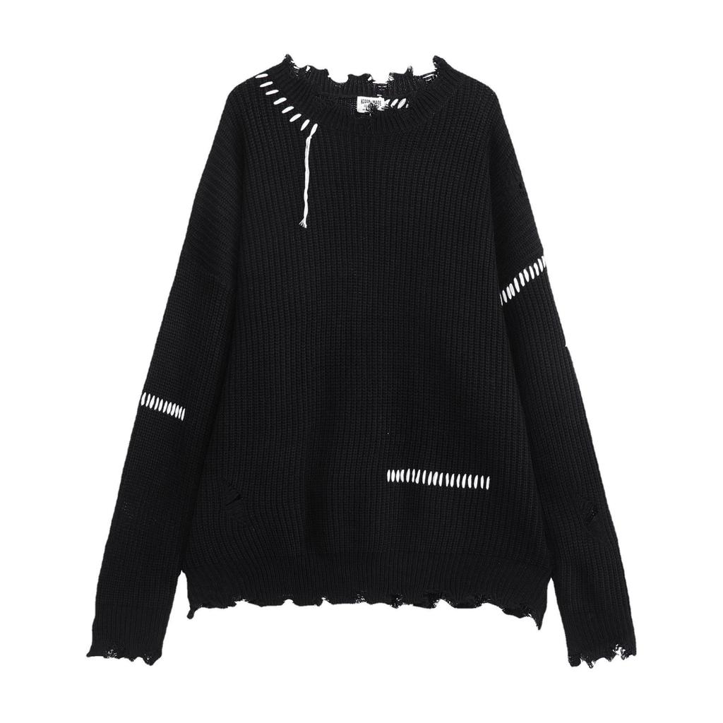 2024 Niche Unisex Distressed Knit Sweater with Exposed Seams