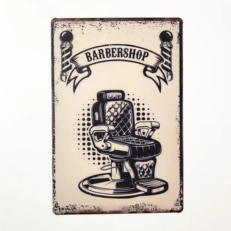 Haircut & Shave Retro Metal Plates Pub DecorationAdvertising Barbershop Wall Stickers Top Hairstyle Art Plaque Home Decor