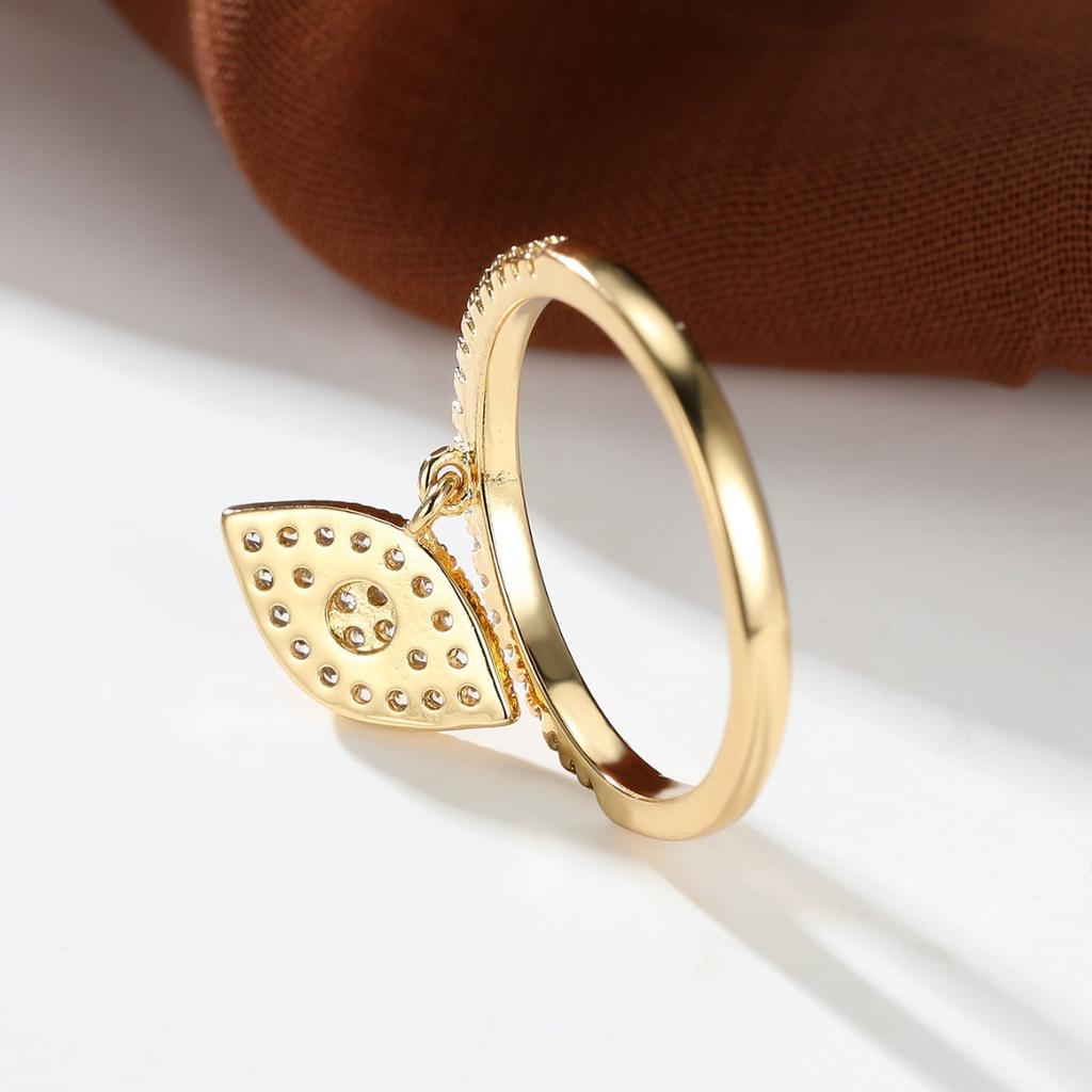 Hot-selling micro-inlaid zircon eye ring, exquisite full diamond small and versatile index finger ring temperament jewelry