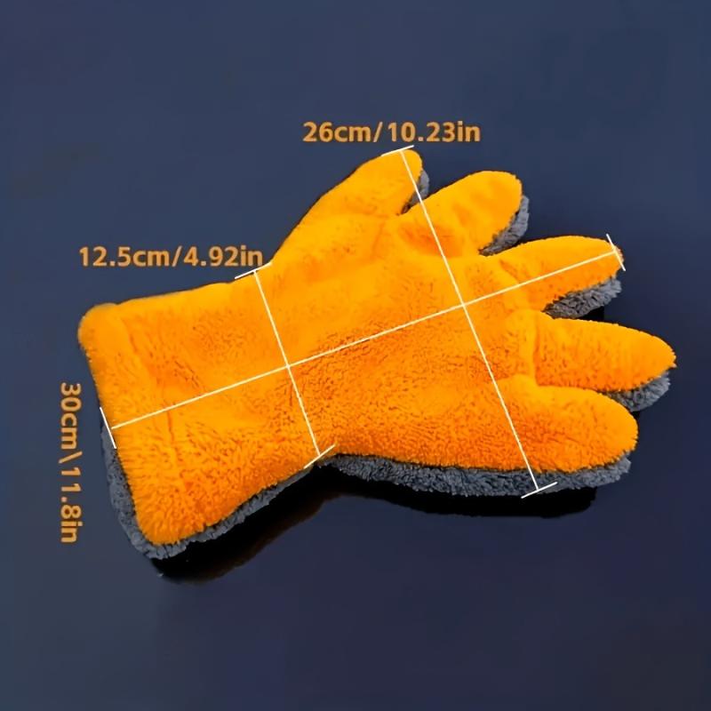 Double-Sided Coral Fleece Five-Finger Car Wash Gloves Instrumentation Drying Plush Thick Towel Car Polishing Wash Tools