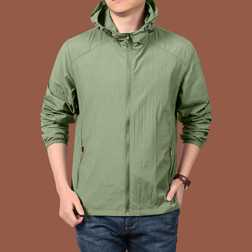 Men's Loose Casual Outdoor Large-sized Hooded Windbreaker Long-sleeved Jacket