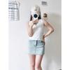 Ribbed Button V-Neck Camisole,New Arrival Women Slim Fit Cotton Basic Sleeveless Layering Tank Top
