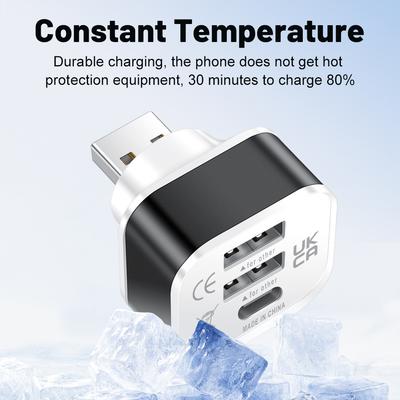 3-Ports USB Type-C Charger Expander 3 In 1 USB 2.0 Splitter USB Hub Adapter Multi-purpose Connector For iPhone 14 Samsung