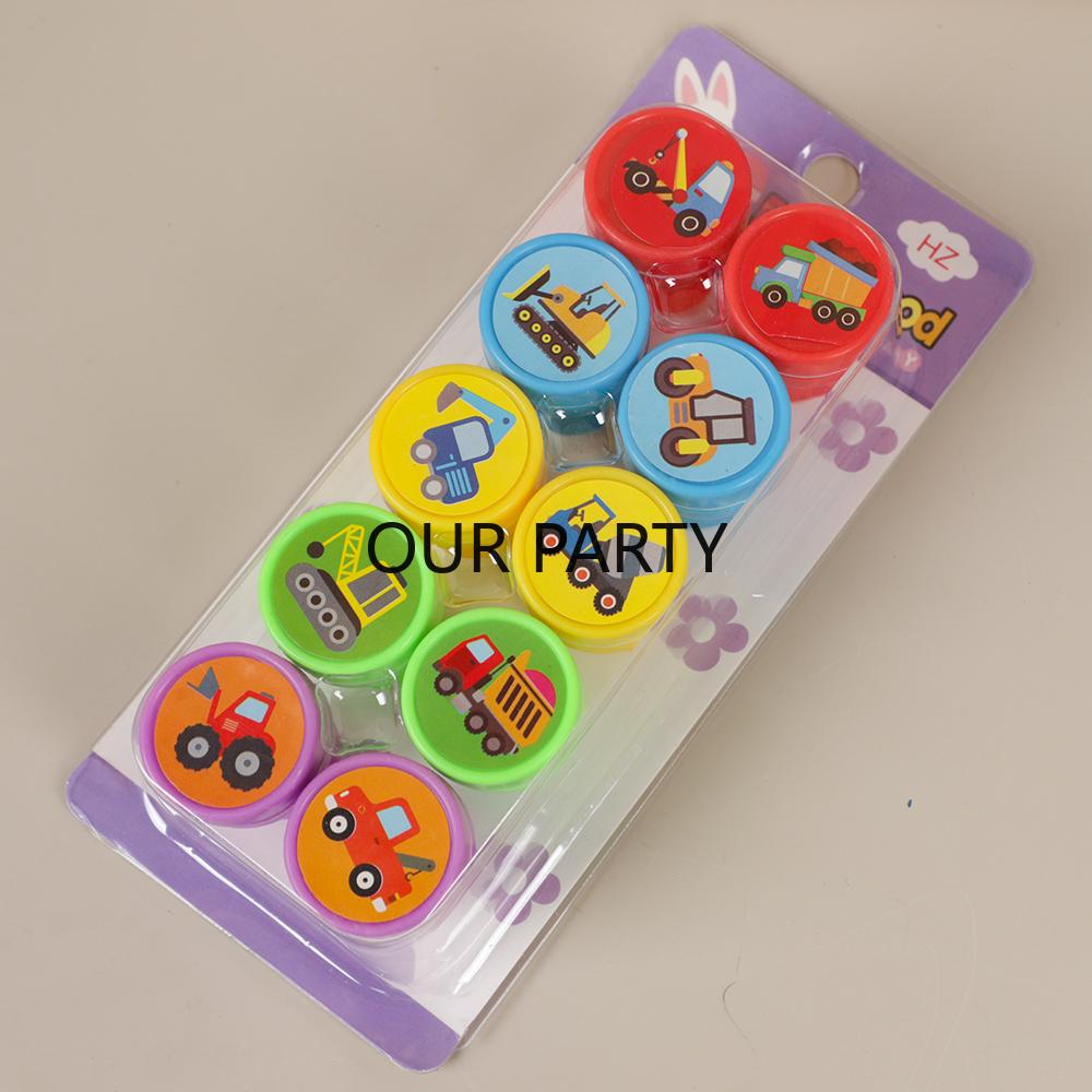 

10Pcs Cartoon Astronaut Unicorn Engineering Vehicle Self-ink Stamps Toys for Kids Birthday Party Favors Kindergarten Rewards