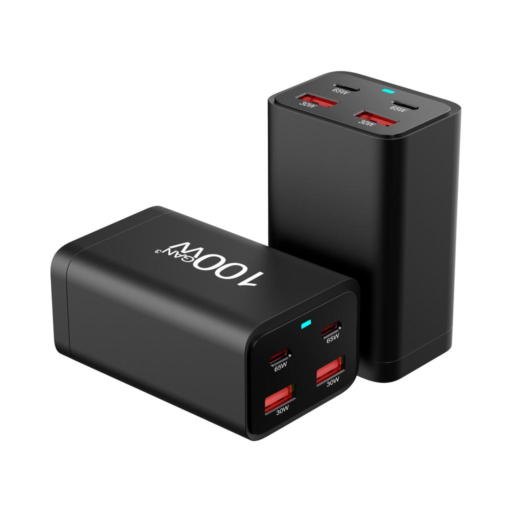 4 In 1 100W GaN Charger Desktop Fast Charger for IPad Phone Charger Adapter for IPhone 16 15 14 13 Pro Max Xiaomi Samsung Huawei