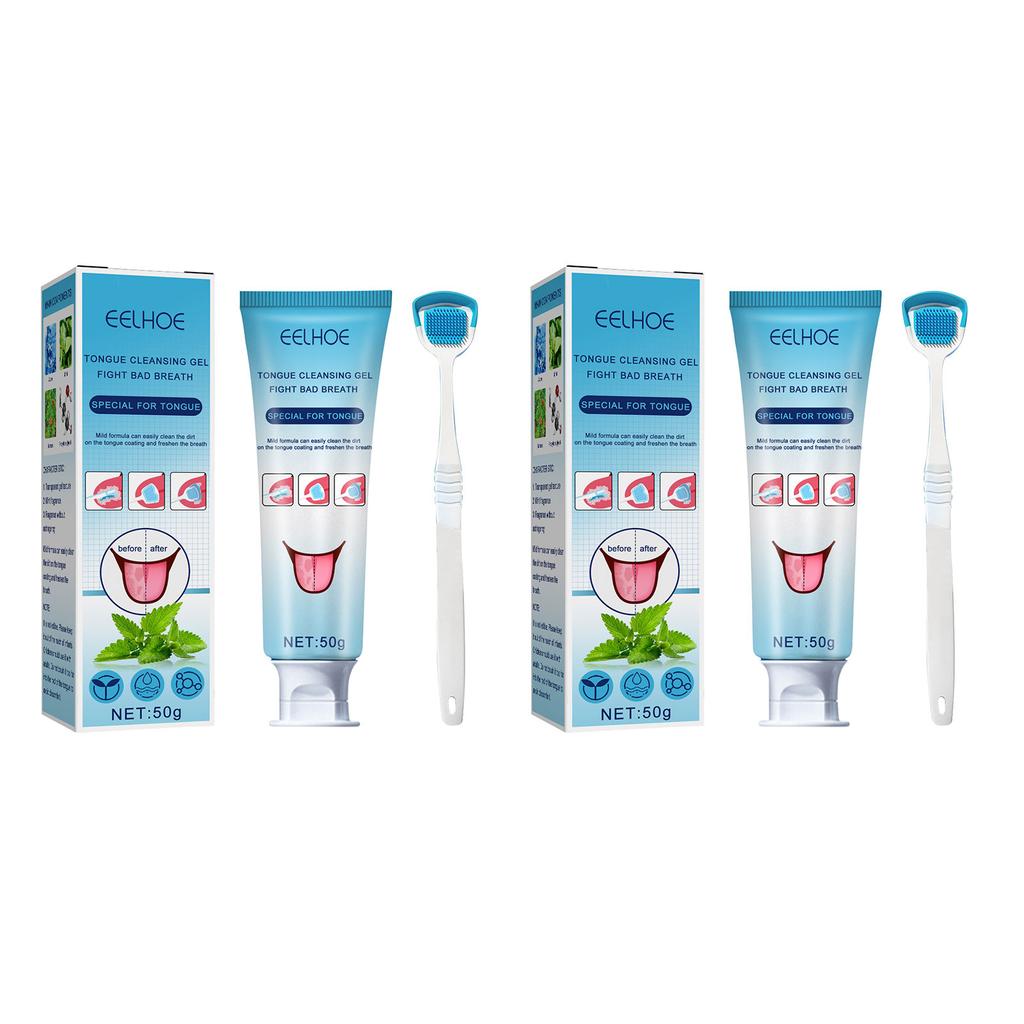 Eelhoe Zungenreinigungsgel mit Bürste Mundpflege Entfernung Geruch Gesundheit Frischer Atem Pflege Dentalhygiene Werkzeuge Belag Reinigungsset