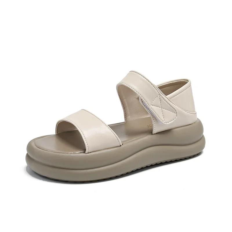 Fashion 2025 Summer New Retro Fashion Round Head Open Toe Sexy Thick Bottom Simple and Versatile Comfortable Casual Women's Sandals
