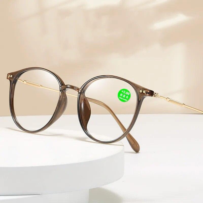 New Trend Blue Light Blocking Reading Glasses for Men Women Fashion Round Frame Presbyopia Eyewear Far Sight