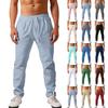 Men's Linen Drawstring Trousers  Casual Sports Straight Leg Trousers