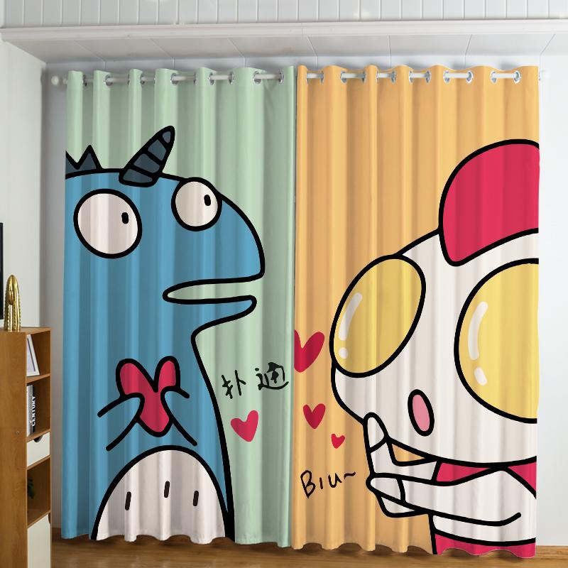 

Animated Animal Zoon Elephant Lion Dinodaur Girls Window Area Drapes Perfect Little Ones Bed Chamber Living Room Decor Restroom Food Prep Room Doors W50 X H130(CM)X2&Hook