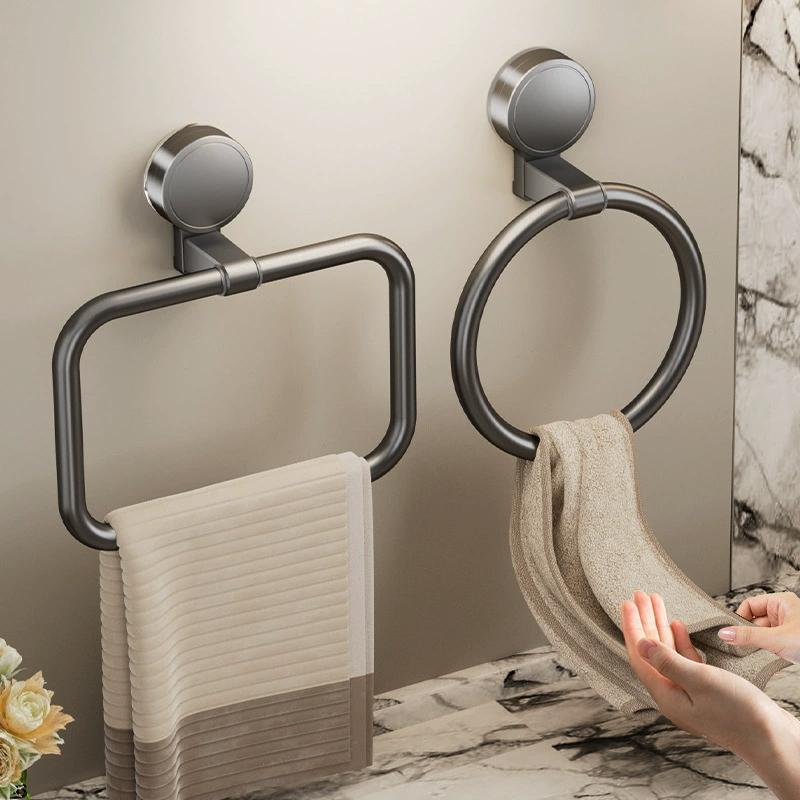 Suction Towel Rack Waterproof Rotatable for Bathroom Hand Towel Ring Sink Wall-Mounted Strong Hold Bathroom Organizer