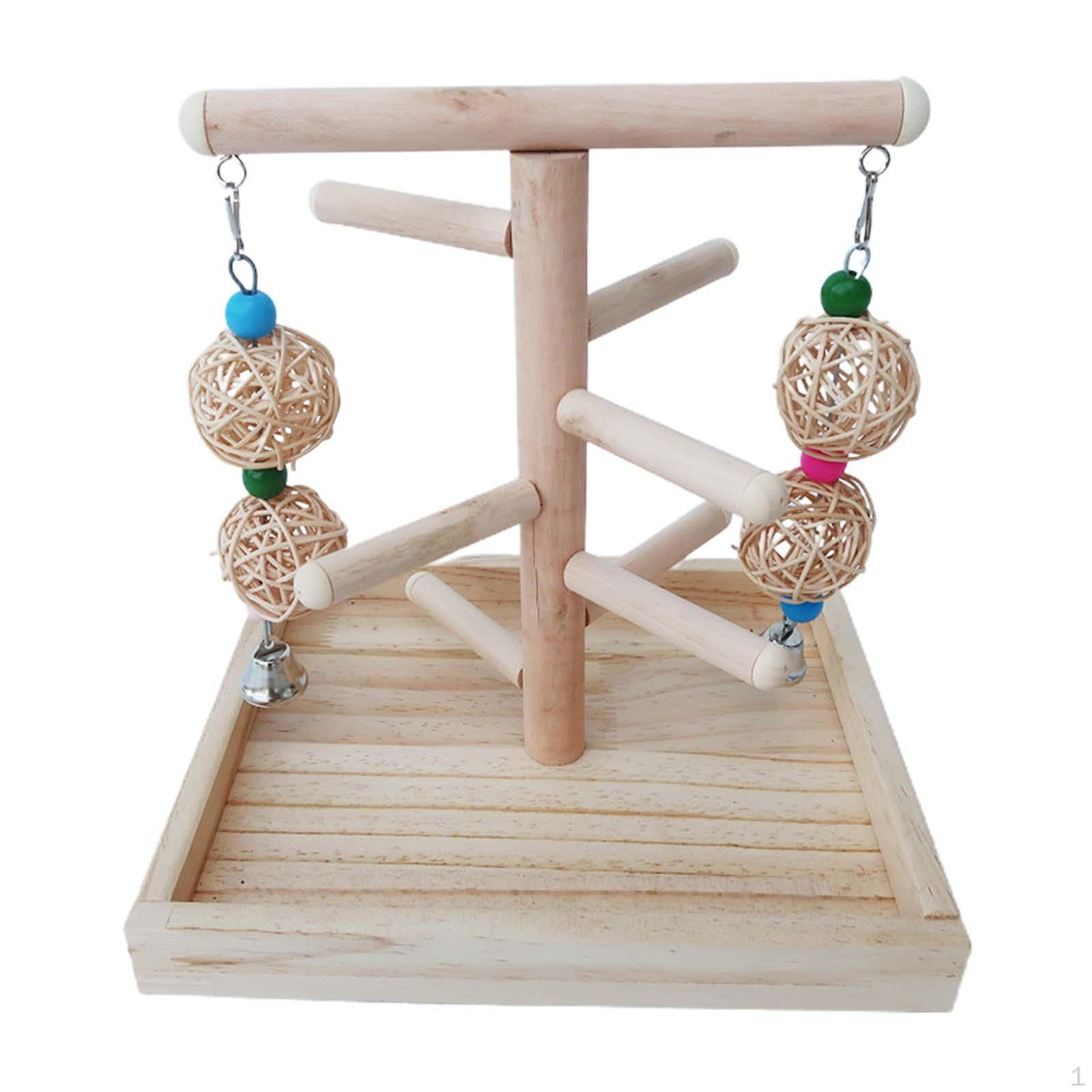 Wood Birds Perch Budgie Climbing Ladder Bird Playground Parrot Stand Toy Solid
