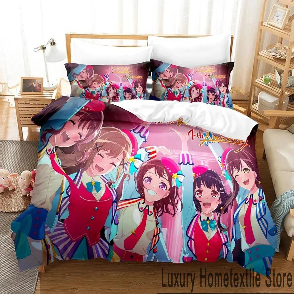 3D-tryck BanG Dream Anime Flickband Party Sängkläder Set Pojkar Flickor Twin Queen King Size Påslakan Örngott Säng pojkar Vuxen