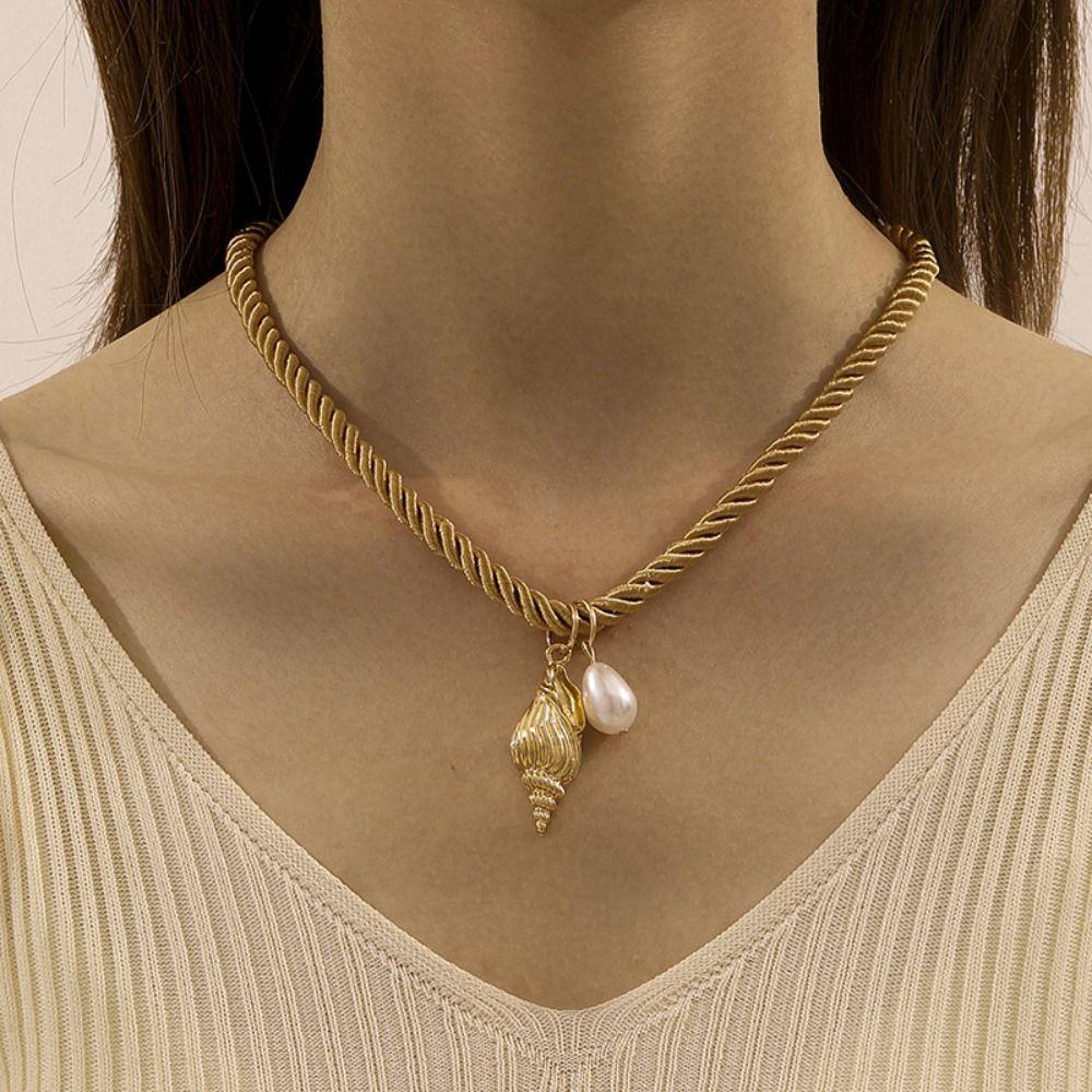 Necklace Set Nylon Rope Necklace Marine Organism Charms Dopamine Necklace Women