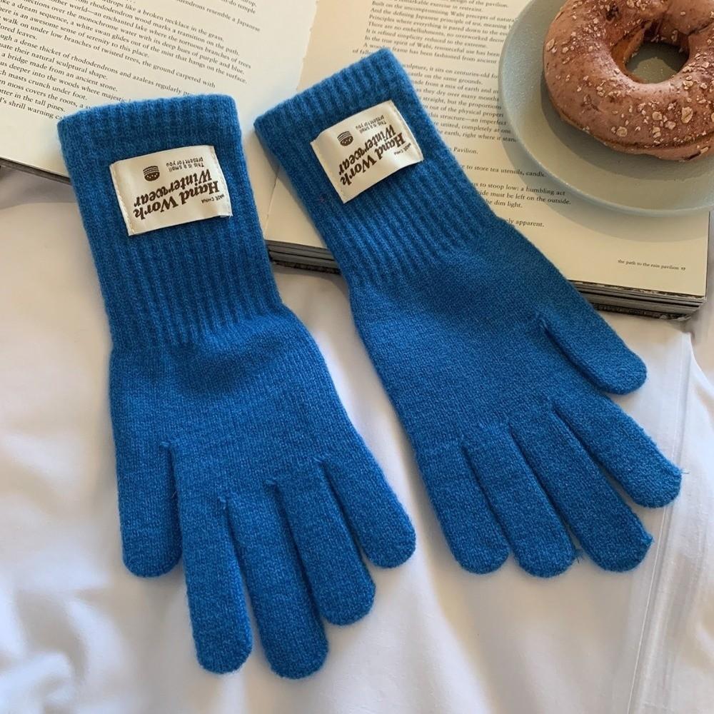 10Colors Full Finger Knitted Gloves Warm Lining Faux Cashmere Gloves Warm Winter Gloves Typing Use