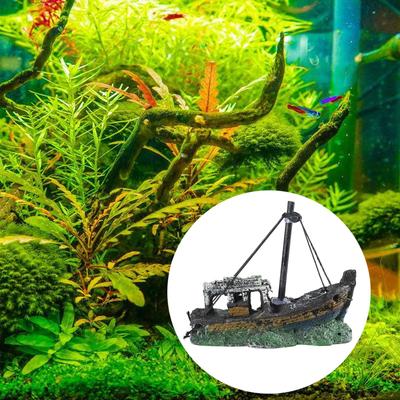 Aquarium-Dekorationen aus Kunstharz, Ornamente für versunkene Schiffe, Landschaftsbau-Zubehör, Betta-Höhle, Versteck für Fische, Ruhemöglichkeit zum Spielen und Schlafen