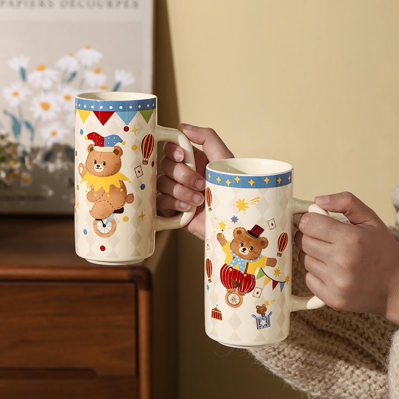 Circus Valoare mare Cană dreaptă Cană de lapte Suvenir activitate Desene animate Copii Distracție Ceramică Cană de apă Cană Cadou