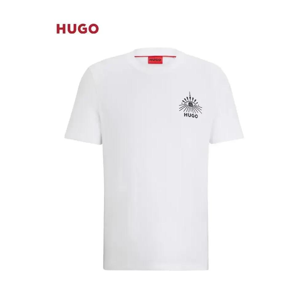 HUGO Cotton T-shirt Summer Oversized Round Neck Men Short Sleeve Brand Pattern Printed Women Tee Sports Fitness Top
