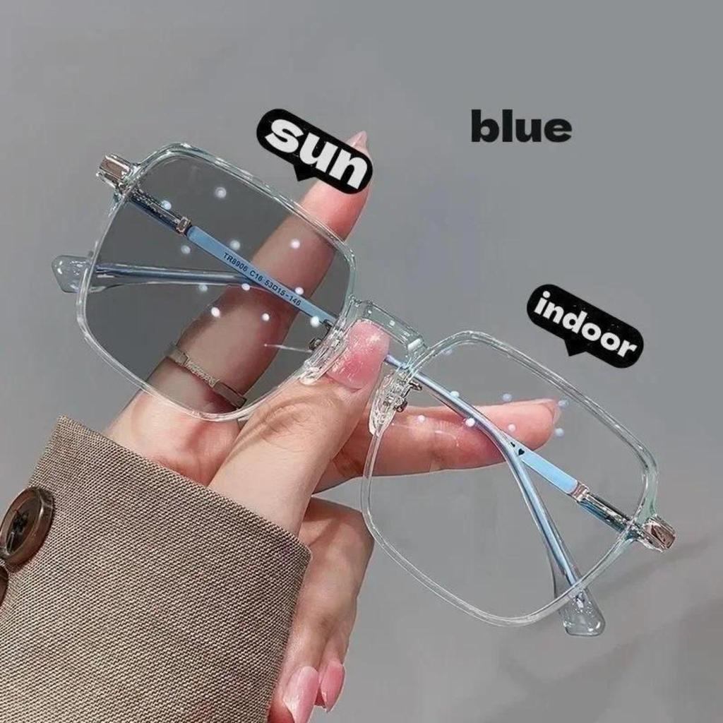 Photochromic Sunglasses Anti Ultraviolet Transparent Frame Eyeglasses Fashion Korean Elegant Simple Eyewear Women