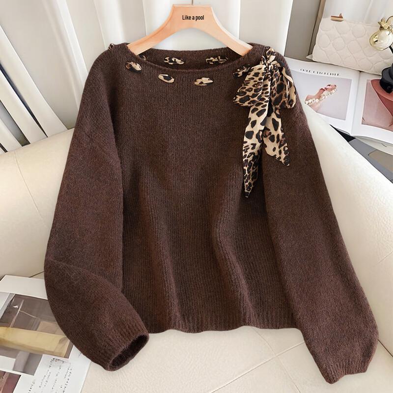 

Women s French Style Round Neck Knit Sweater One Size