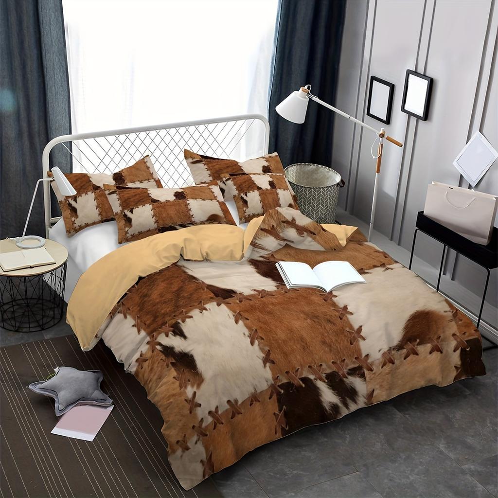 2/3pcs Animal Cowhide Soft durable Quality Duvet Cover Set - Soft plus Comfortable Beding for Bedrom plus Guest Rom - White Black Brown Cow Print