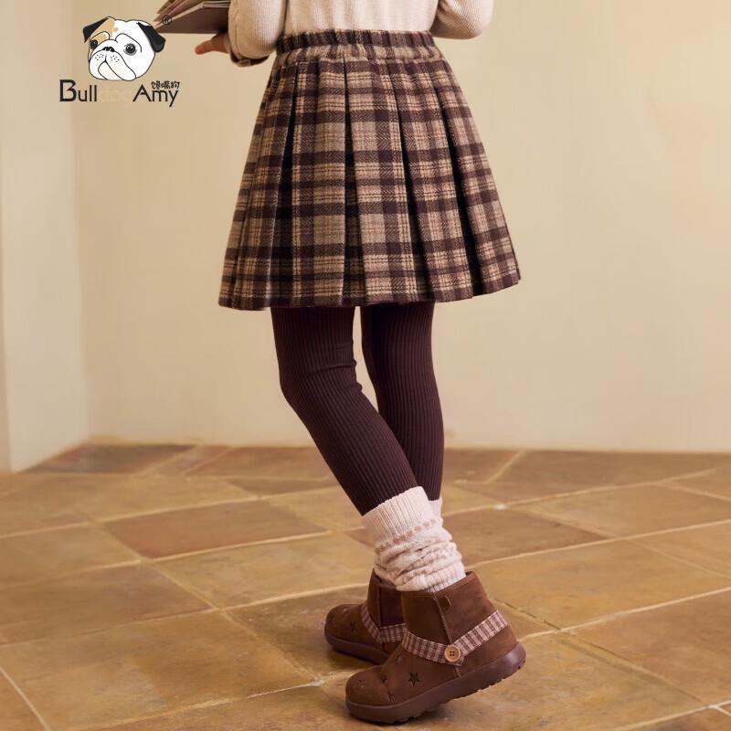 Girls' Warm Plaid Woolen A-Line Mini Skirt