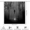 Dunkler Wald Hirsch Silhouette Gotischer Duschvorhang Vintage Halloween Gruselige Landschaft Natur-Thema Badezimmer Dekoration Wandteppich